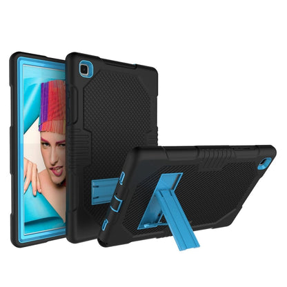 For Samsung Galaxy Tab A7 10.4 (2020) T500 / T505 Contrast Color Robot Shockproof Silicon + PC Protective Case with Holder & Pen Slot(Black Blue) - Other Galaxy Tab PC by buy2fix | Online Shopping UK | buy2fix
