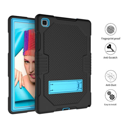 For Samsung Galaxy Tab A7 10.4 (2020) T500 / T505 Contrast Color Robot Shockproof Silicon + PC Protective Case with Holder & Pen Slot(Black Blue) - Other Galaxy Tab PC by buy2fix | Online Shopping UK | buy2fix