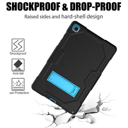 For Samsung Galaxy Tab A7 10.4 (2020) T500 / T505 Contrast Color Robot Shockproof Silicon + PC Protective Case with Holder & Pen Slot(Black Blue) - Other Galaxy Tab PC by buy2fix | Online Shopping UK | buy2fix