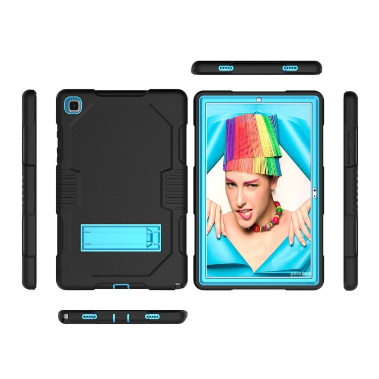 For Samsung Galaxy Tab A7 10.4 (2020) T500 / T505 Contrast Color Robot Shockproof Silicon + PC Protective Case with Holder & Pen Slot(Black Blue) - Other Galaxy Tab PC by buy2fix | Online Shopping UK | buy2fix