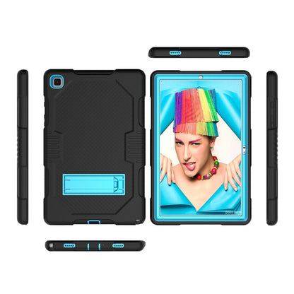 For Samsung Galaxy Tab A7 10.4 (2020) T500 / T505 Contrast Color Robot Shockproof Silicon + PC Protective Case with Holder & Pen Slot(Black Blue) - Other Galaxy Tab PC by buy2fix | Online Shopping UK | buy2fix