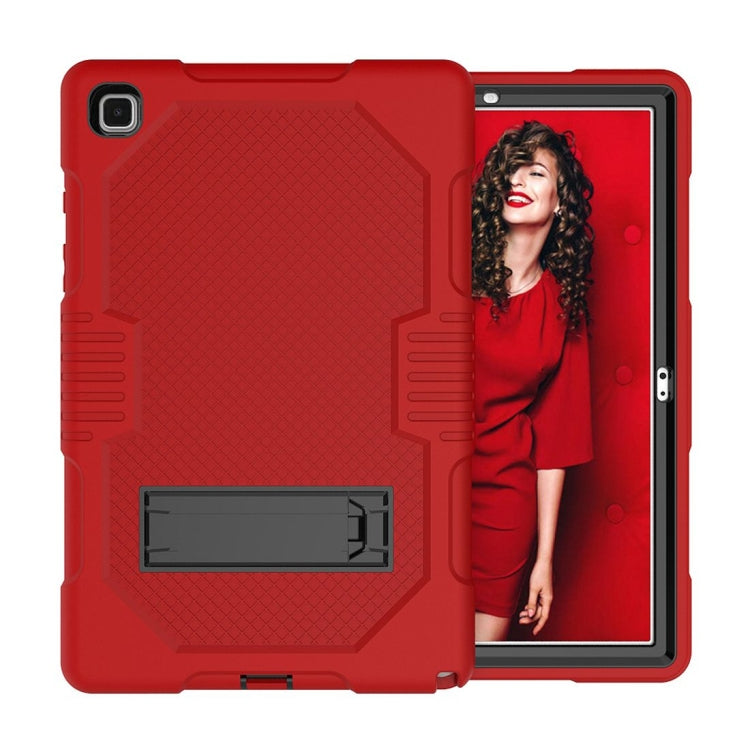 For Samsung Galaxy Tab A7 10.4 (2020) T500 / T505 Contrast Color Robot Shockproof Silicon + PC Protective Case with Holder & Pen Slot(Red Black) - Other Galaxy Tab PC by buy2fix | Online Shopping UK | buy2fix