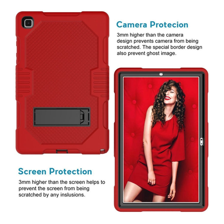For Samsung Galaxy Tab A7 10.4 (2020) T500 / T505 Contrast Color Robot Shockproof Silicon + PC Protective Case with Holder & Pen Slot(Red Black) - Other Galaxy Tab PC by buy2fix | Online Shopping UK | buy2fix