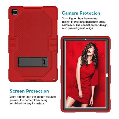 For Samsung Galaxy Tab A7 10.4 (2020) T500 / T505 Contrast Color Robot Shockproof Silicon + PC Protective Case with Holder & Pen Slot(Red Black) - Other Galaxy Tab PC by buy2fix | Online Shopping UK | buy2fix