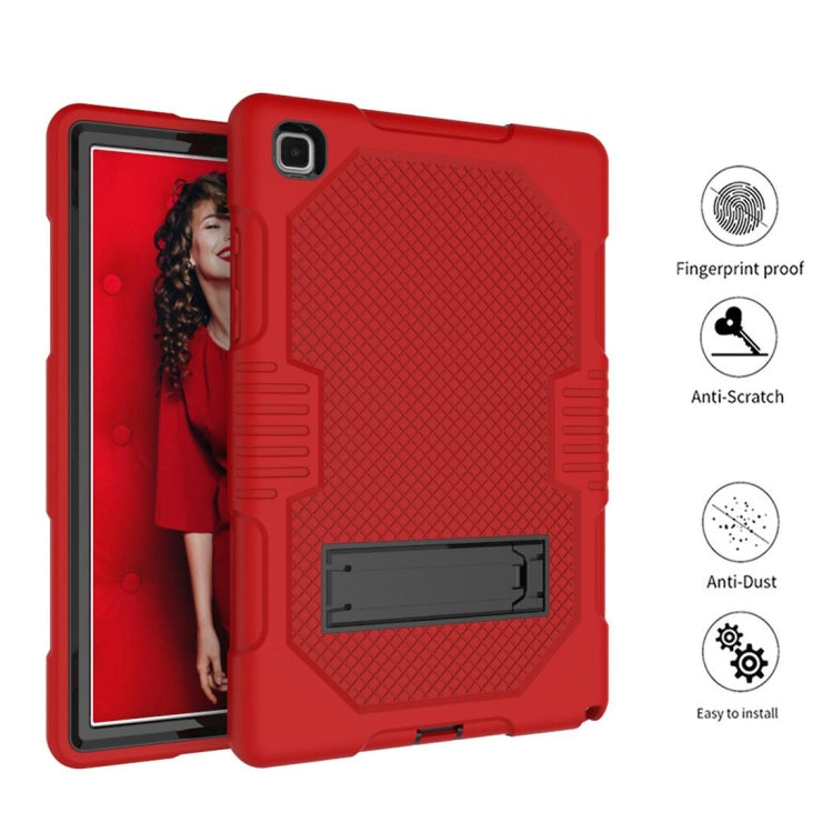 For Samsung Galaxy Tab A7 10.4 (2020) T500 / T505 Contrast Color Robot Shockproof Silicon + PC Protective Case with Holder & Pen Slot(Red Black) - Other Galaxy Tab PC by buy2fix | Online Shopping UK | buy2fix