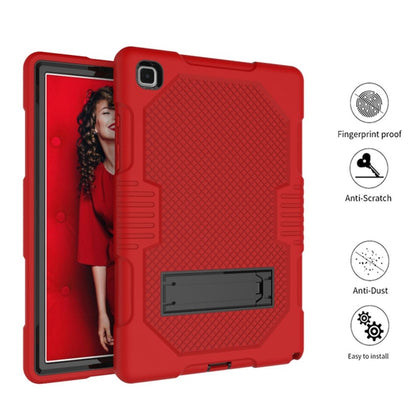 For Samsung Galaxy Tab A7 10.4 (2020) T500 / T505 Contrast Color Robot Shockproof Silicon + PC Protective Case with Holder & Pen Slot(Red Black) - Other Galaxy Tab PC by buy2fix | Online Shopping UK | buy2fix
