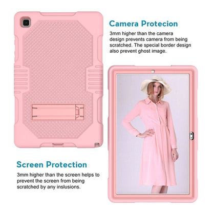 For Samsung Galaxy Tab A7 10.4 (2020) T500 / T505 Contrast Color Robot Shockproof Silicon + PC Protective Case with Holder & Pen Slot(Rose Gold) - Other Galaxy Tab PC by buy2fix | Online Shopping UK | buy2fix