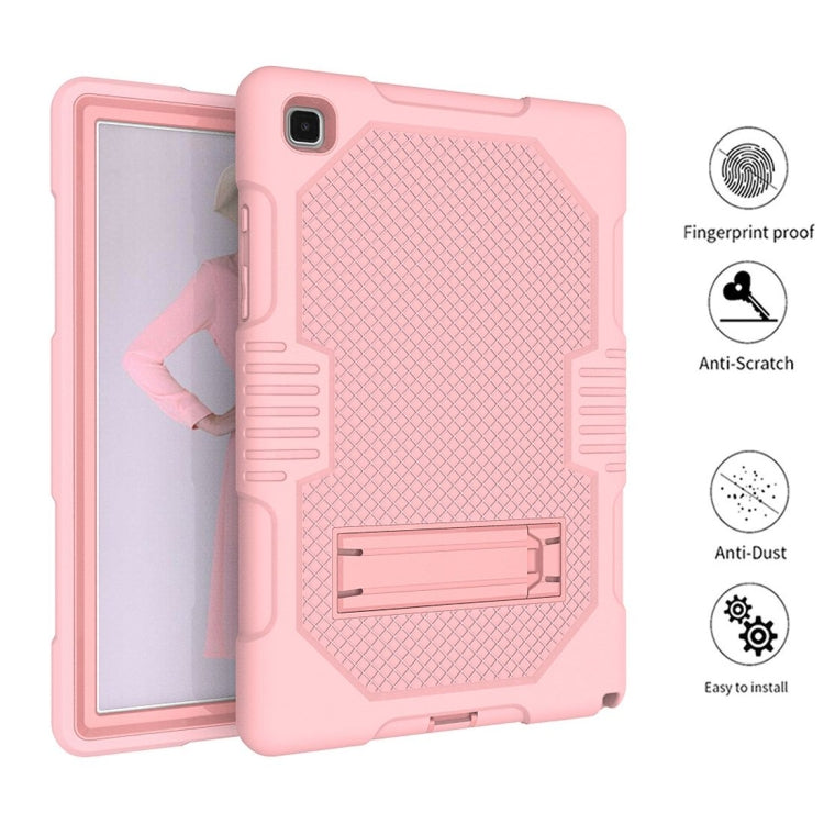 For Samsung Galaxy Tab A7 10.4 (2020) T500 / T505 Contrast Color Robot Shockproof Silicon + PC Protective Case with Holder & Pen Slot(Rose Gold) - Other Galaxy Tab PC by buy2fix | Online Shopping UK | buy2fix
