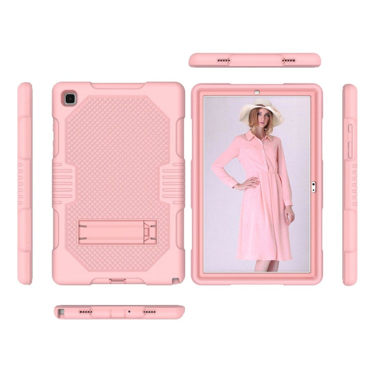 For Samsung Galaxy Tab A7 10.4 (2020) T500 / T505 Contrast Color Robot Shockproof Silicon + PC Protective Case with Holder & Pen Slot(Rose Gold) - Other Galaxy Tab PC by buy2fix | Online Shopping UK | buy2fix