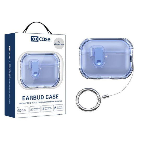 For AirPods Pro 3 XDcase Transparent Silicone Automatic Pop-Up Earbud Case(Blue)
