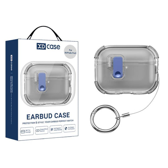 For AirPods Pro 3 XDcase Transparent Silicone Automatic Pop-Up Earbud Case(Black)