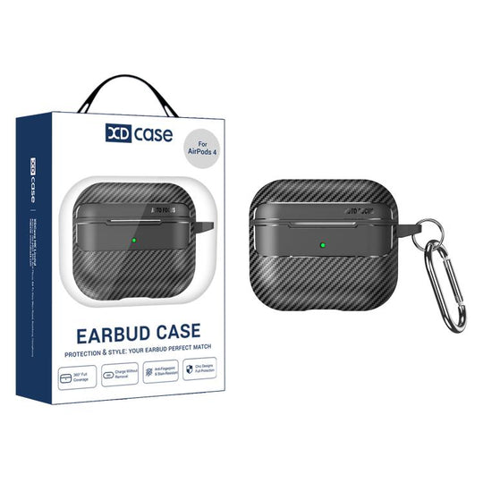 For AirPods 5 / 4 XDcase Carbon Fiber Texture Earbud Case with Hook(Black)