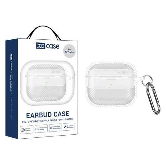 For AirPods 5 / 4 XDcase Carbon Fiber Texture Earbud Case with Hook(Transparent)
