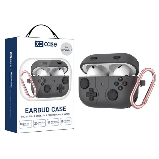 For AirPods Pro 3 XDcase Retro Game Console Style Silicone Earbuds Case(Black)