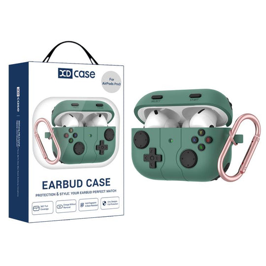 For AirPods Pro 3 XDcase Retro Game Console Style Silicone Earbuds Case(Green)