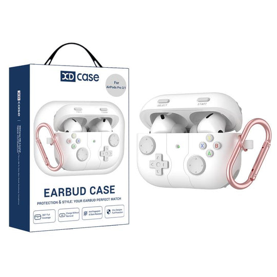 For AirPods Pro 2 / 1 XDcase Retro Game Console Style Silicone Earbuds Case(White)