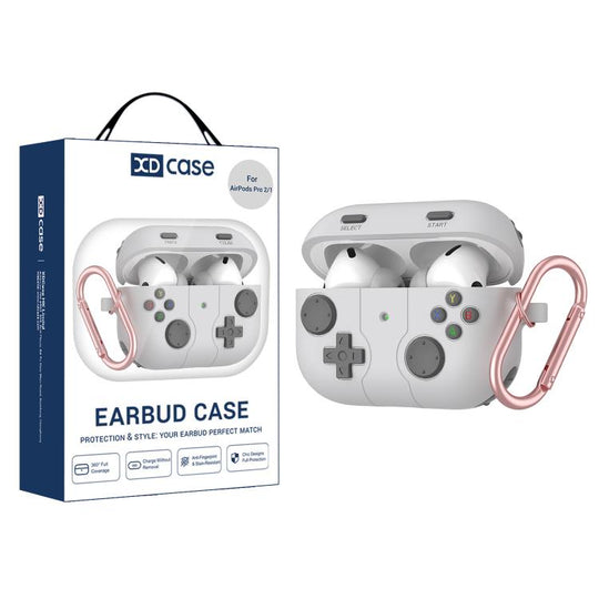 For AirPods Pro 2 / 1 XDcase Retro Game Console Style Silicone Earbuds Case(Grey)
