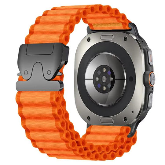 For Galaxy Watch9 / 8 / 8 Classic xDfind Parachute Buckle Off Road Sport Nylon Watch Band(Orange + Black Buckle)