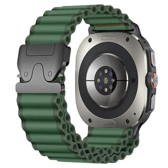 For Galaxy Watch9 / 8 / 8 Classic xDfind Parachute Buckle Off Road Sport Nylon Watch Band(Green + Black Buckle)