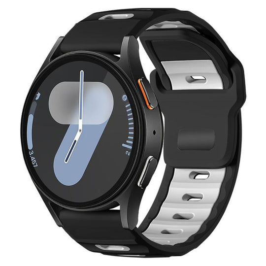 For Samsung Galaxy Watch7 / FE / 6 / 5 / 4 xDfind Flat-head Dual-color Silicone Watch Band(Black+White)