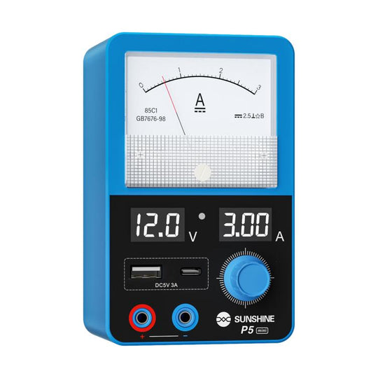 SUNSHINE P5 Mini 5V / 3A Dual Display Smart Power Supply with Pointer-type Ammeter, Plug:EU Plug
