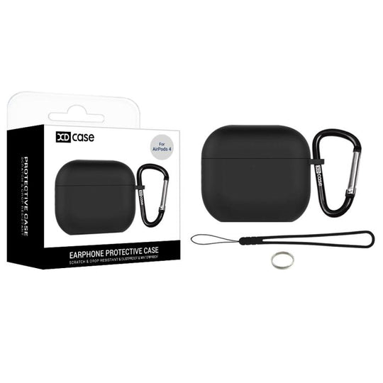 For AirPods 5 / 4 XDcase 2.5mm Thick Silicone Earbud Protective Case with Hook(Black)