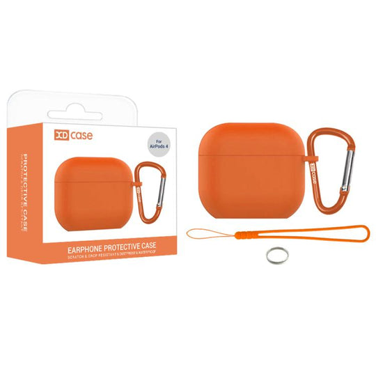 For AirPods 5 / 4 XDcase 2.5mm Thick Silicone Earbud Protective Case with Hook(Orange)