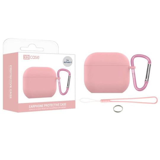For AirPods 5 / 4 XDcase 2.5mm Thick Silicone Earbud Protective Case with Hook(Pink)