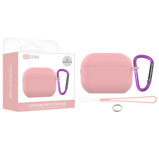 For AirPods Pro 2 / 1 XDcase 2.5mm Thick Silicone Earbud Protective Case with Hook(Pink)