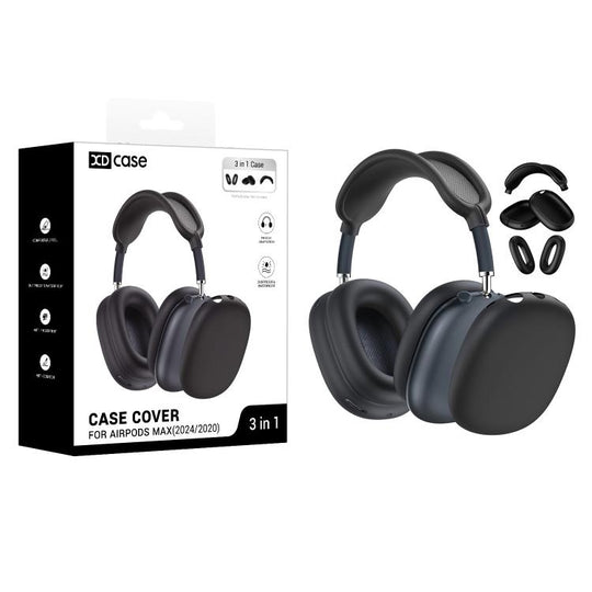 For Apple AirPods Max / Max 2 XDcase 3 in 1 Silicone Headset Protective Case(Black)