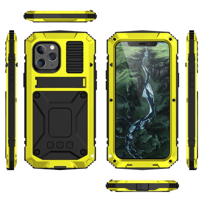 For iPhone 12 mini R-JUST Shockproof Waterproof Dust-proof Metal + Silicone Protective Case with Holder (Yellow) by R-JUST