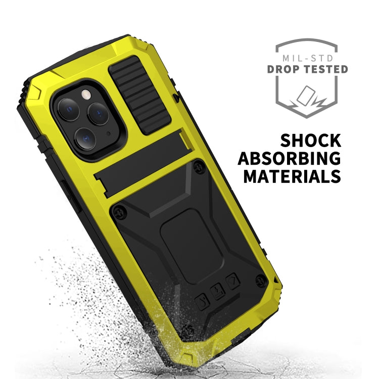 For iPhone 12 mini R-JUST Shockproof Waterproof Dust-proof Metal + Silicone Protective Case with Holder (Yellow) by R-JUST