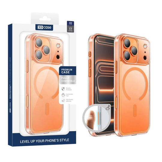 For iPhone 17 Pro Max XDcase Frosted Transparent Magnetic Shockproof Phone Case(Orange)