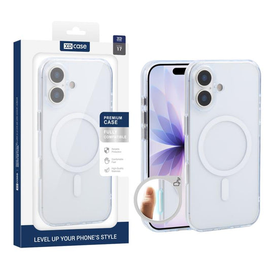 For iPhone 17 XDcase Frosted Transparent Magnetic Shockproof Phone Case(White)
