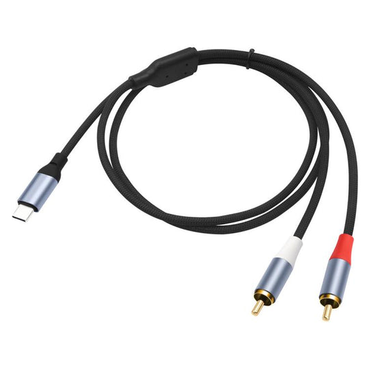 24-bit Type-C to Dual RCA Male Audio Decoding Cable, Length:3m(Black)