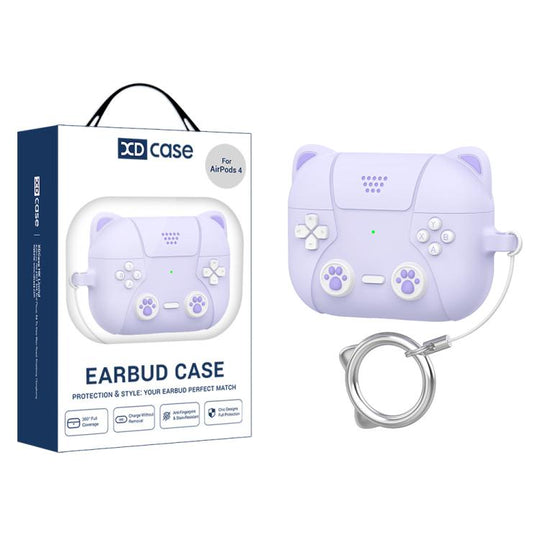 For AirPods 5 / 4 XDcase Retro Cat Cartoon Silicone Earbuds Case(Purple)