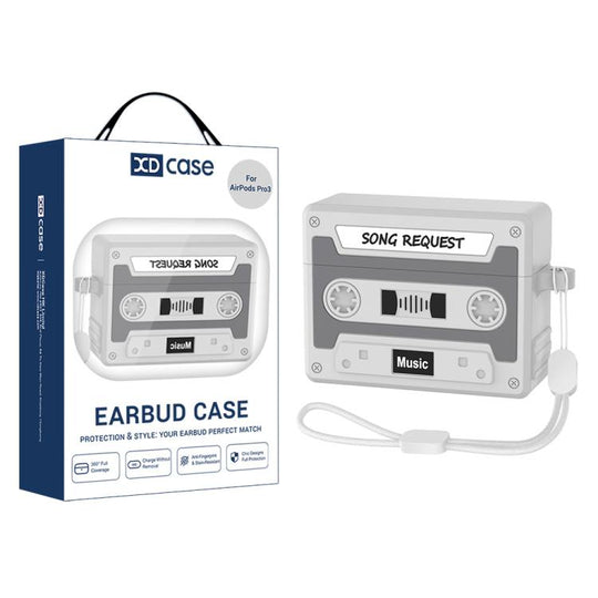 For AirPods Pro 3 XDcase Retro Cassette Style Silicone Earbuds Case(Grey)
