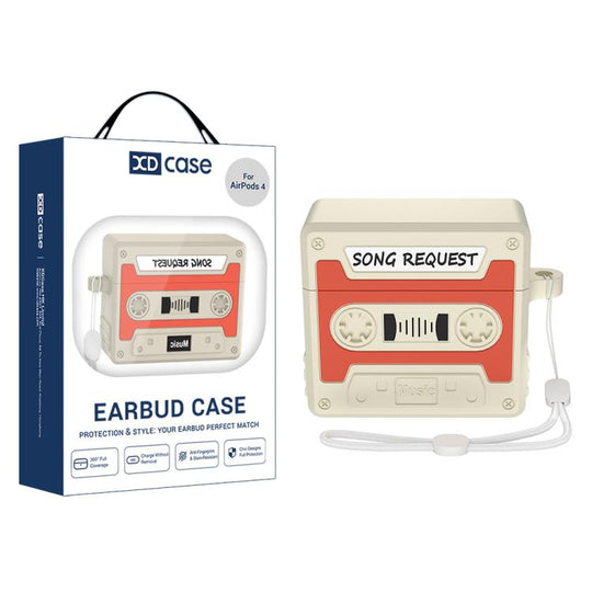 For AirPods 5 / 4 XDcase Retro Cassette Style Silicone Earbuds Case(Orange)