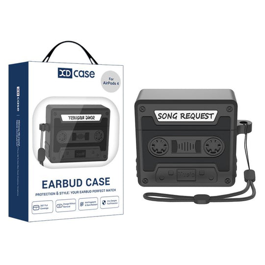For AirPods 5 / 4 XDcase Retro Cassette Style Silicone Earbuds Case(Black)