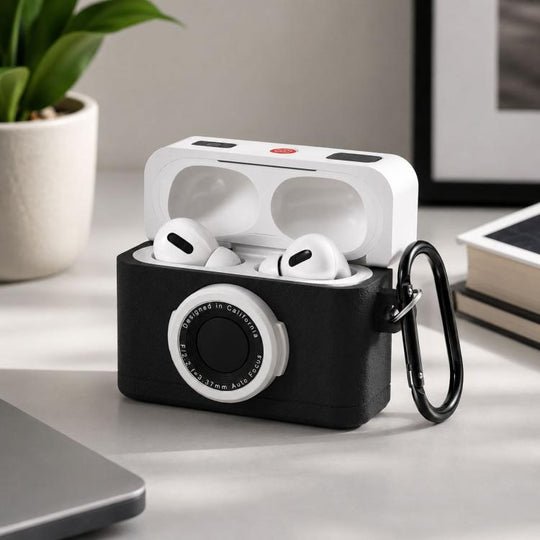 For AirPods Pro 3 XDcase Retro Camera Style Silicone Earbuds Case(Black)
