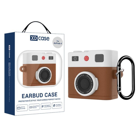 For AirPods 5 / 4 XDcase Retro Camera Style Silicone Earbuds Case(Brown)