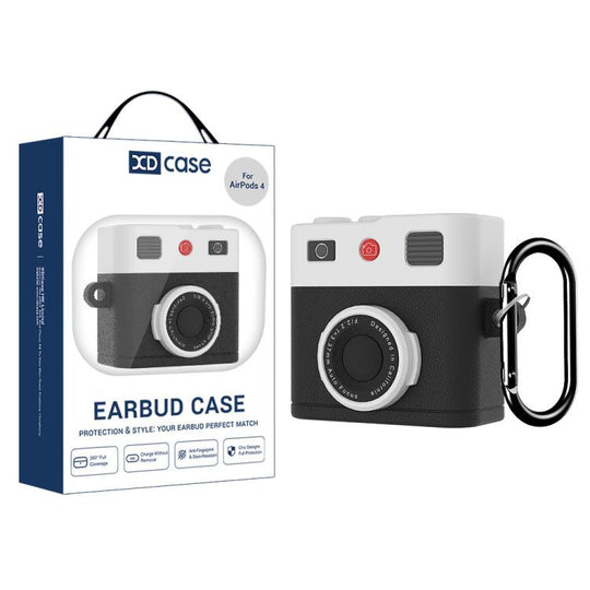 For AirPods 5 / 4 XDcase Retro Camera Style Silicone Earbuds Case(Black)