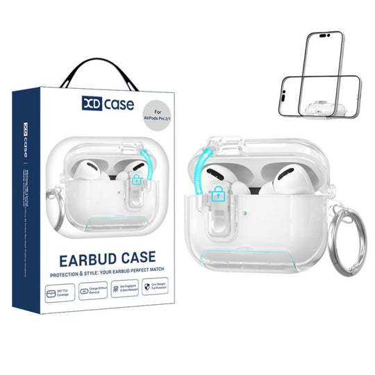 For AirPods Pro 2 XDcase Clear TPU Auto Pop-Up Earbud Case with Holder(Transparent)