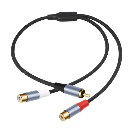 8004MFF RCA Male to 2 RCA Female Y-shaped Splitter Audio Cable, Length:0.5m