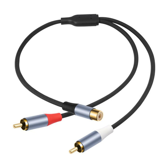 8004MMF RCA Female to 2 RCA Male Y-shaped Splitter Audio Cable, Length:0.5m