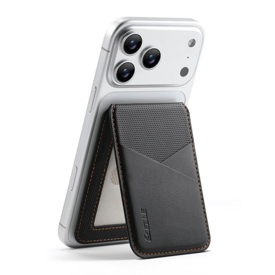 ESEBLE S3 Color Blocked Faux Leather Texture Magnetic RFID Mobile Phone Card Slots Holder(Black)