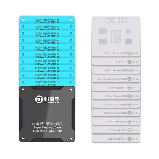 JTX SM Series Swap Board Chips BGA Reballing Stencil Platform Set for iPhone 8-16 Pro Max