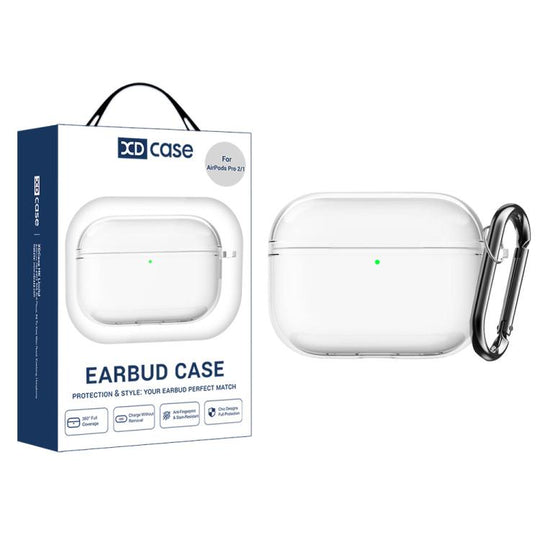 For AirPods Pro 2 / 1 XDcase Transparent TPU Earbud Protective Case with Carabiner