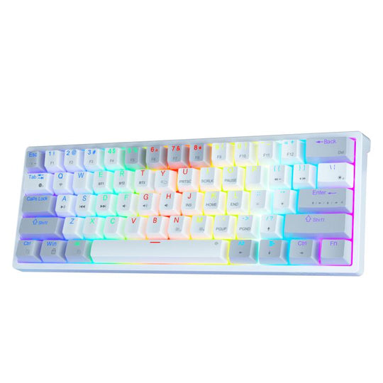 SOLAKAKA SK961 Tri-mode RGB 61 Keys Wireless Mechanical Keyboard, Type:Red Axis(Grey White)