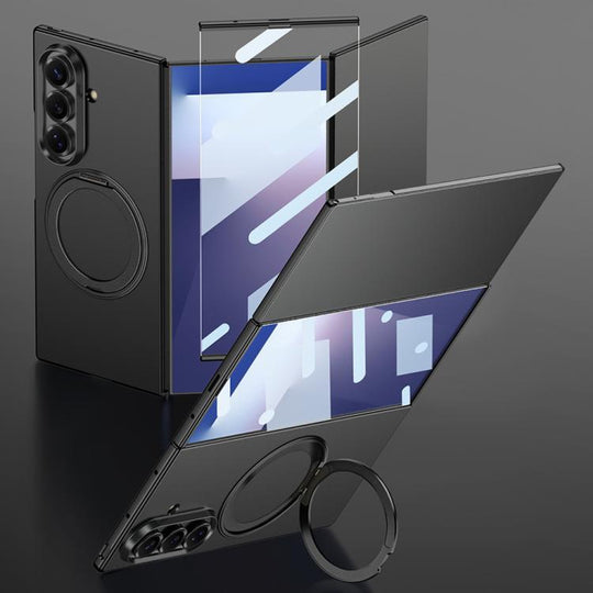 For Samsung Galaxy Z TriFold GKK Integrated Full Cover Frame Ultra-thin Magnetic Phone Case with Rotating Holder(Black)